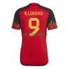 Maillot de Supporter Belgique Lukaku 9 Domicile Coupe du Monde 2022 Pour Homme